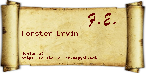 Forster Ervin névjegykártya